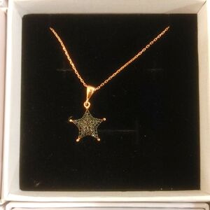 925 Sterling Silver Rose Gold Multi Black Star Necklace